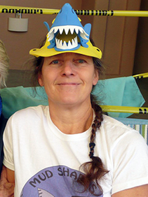 Picture of Linda in a Mud Sharks hat